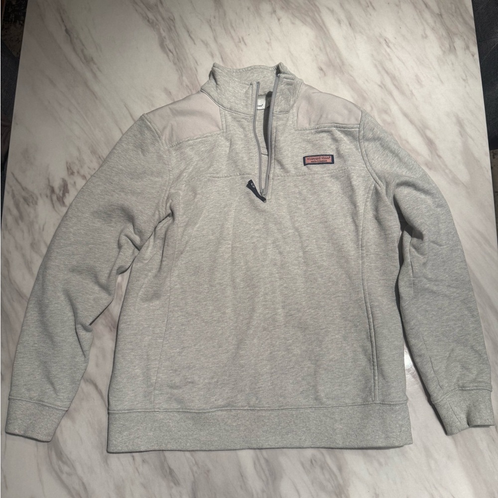 Vineyard Vines Men's 1/4 Zip Gray Mock Neck Pullover Sweater Small